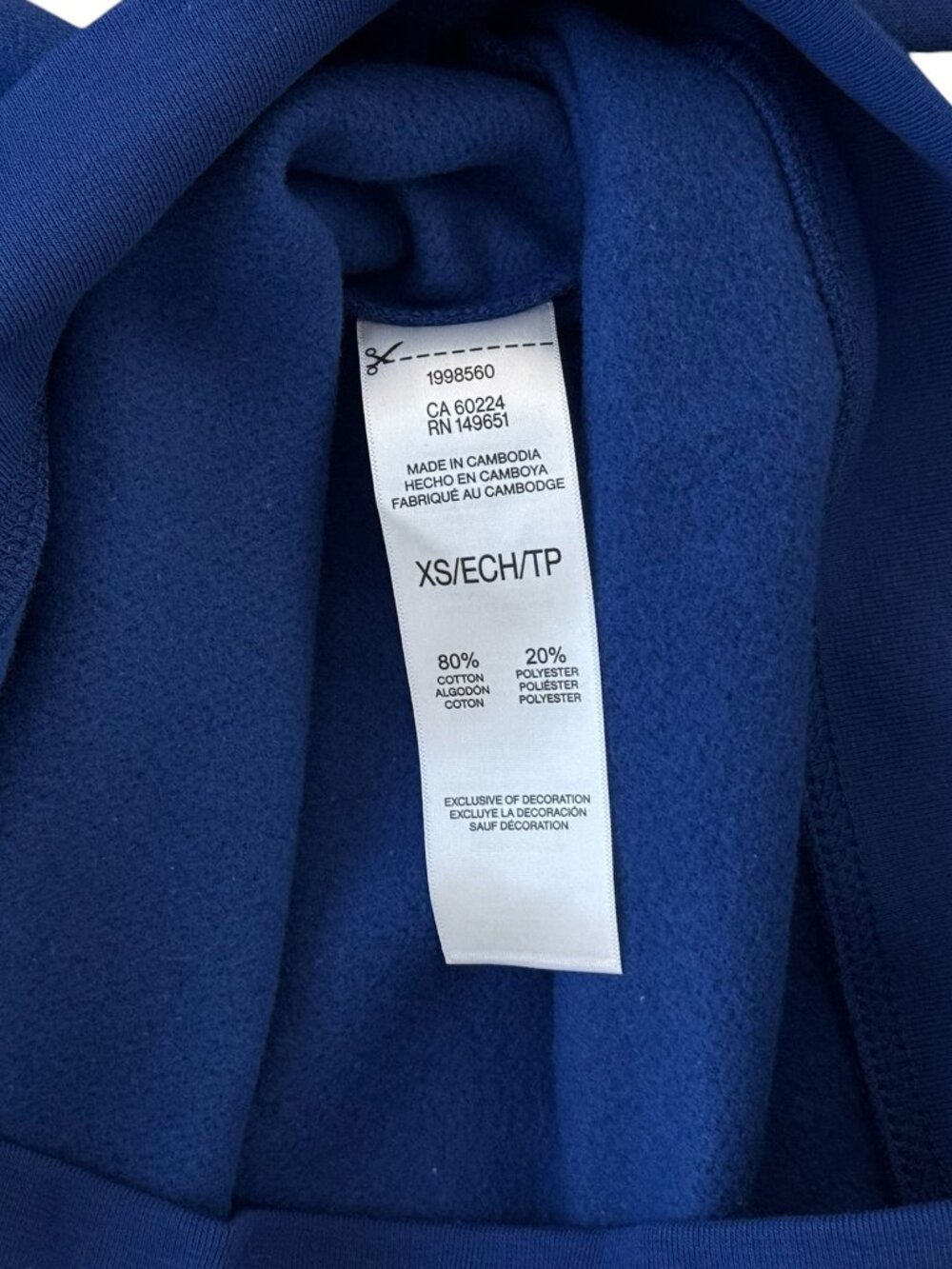 ESPRIT Women’s Blue Logo Fleece Crewneck Sweatshirt, Sz XS